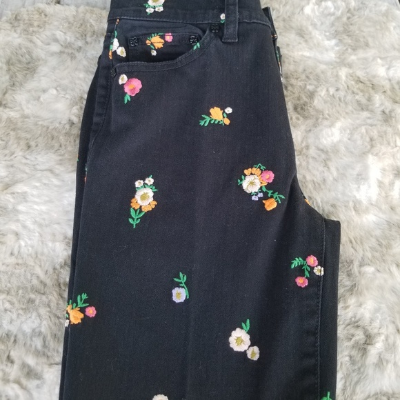 Tory Burch black floral jeans size 24 - Picture 8 of 8
